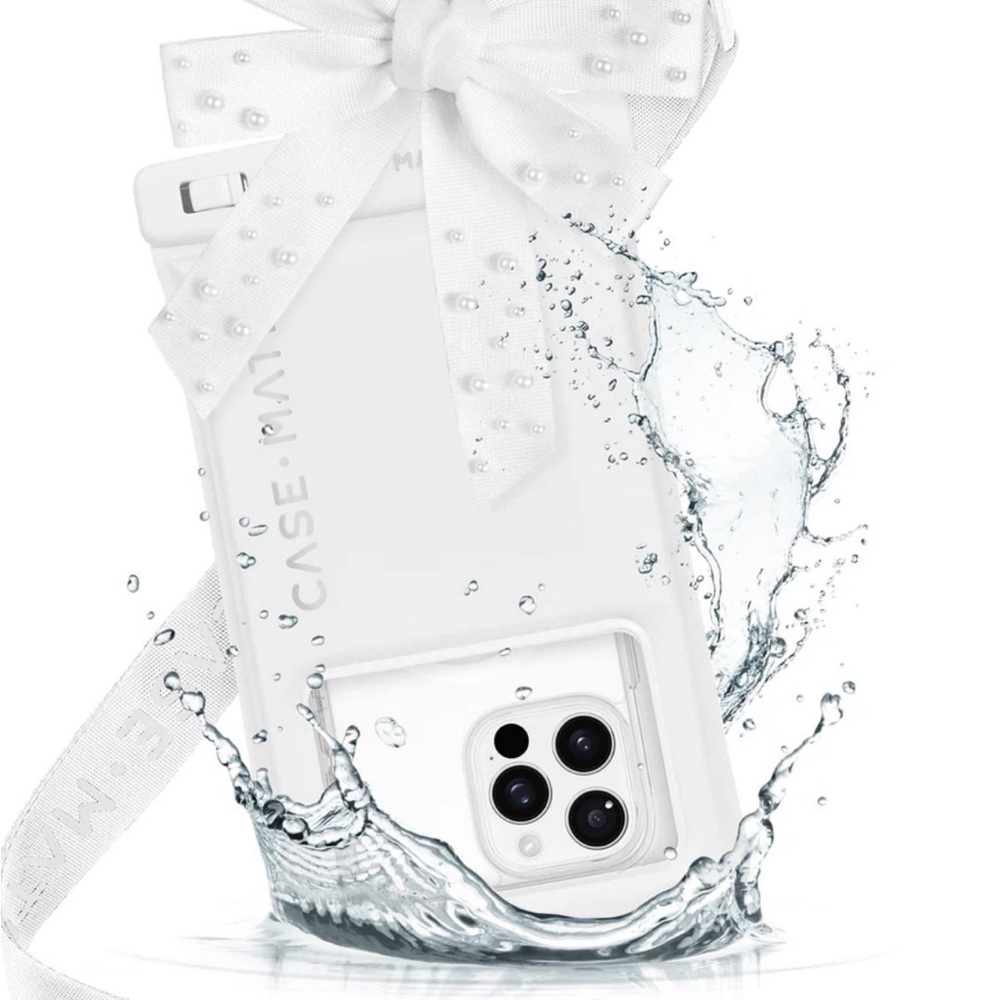case-mate White Waterproof Phone Case with Pearl Bow Accent